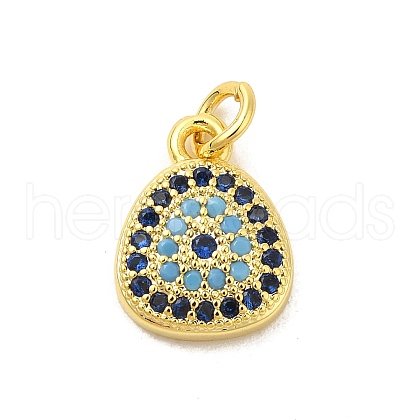 Real 18K Gold Plated Rack Plating Brass Micro Pave Cubic Zirconia Pendants Charms KK-S396-01K-1