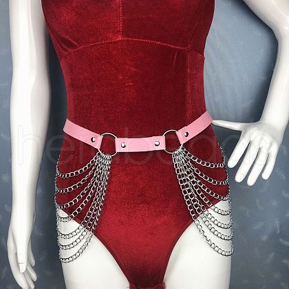 Punk Style Alloy Multi-Layer PU Leather Chain Belts for Women FS-WG2C119-04-1