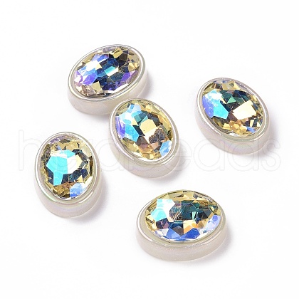 Rainbow Iridescent Plating Acrylic Cabochons OACR-E011-01-1