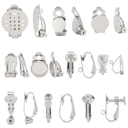 SUNNYCLUE 36Pcs 9 Style 304 Stainless Steel Clip-on Earring Findings STAS-SC0003-70-1