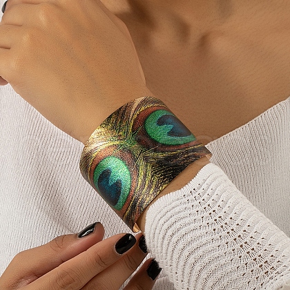 Alloy Open Cuff Bangles for Women BJEW-K272-02G-1