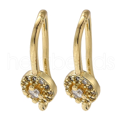 Rack Plating Brass Micro Pave Clear Cubic Zirconia Earring Hooks KK-A231-10G-1