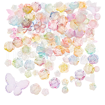10Sets 200G Transparent Acrylic Frosted Beads FACR-HS0001-02C-1