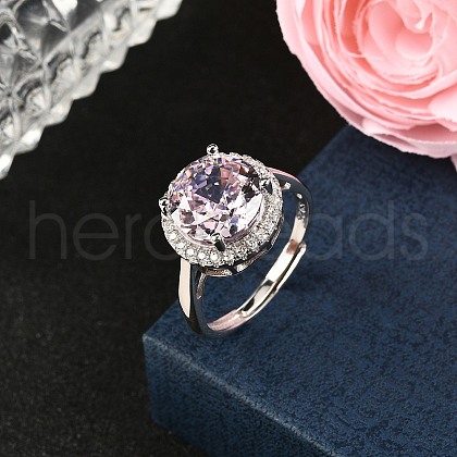 925 Sterling Silver Pave Cubic Zirconia Finger Rings RJEW-C138-01C-02-1