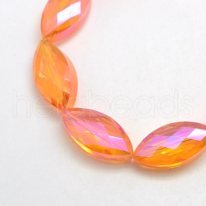 Electroplate Crystal Glass Horse Eye Beads Strands X-EGLA-F071B-08-1
