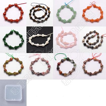 Craftdady 24Pcs 12 Style Natural Red Jasper 3-Hole Guru Bead Strands G-CD0001-10-1