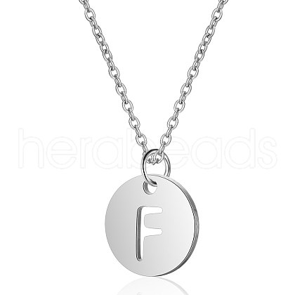 Non-Tarnish 201 Stainless Steel Initial Pendants Necklaces NJEW-S069-TN507-F-1