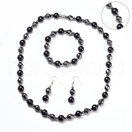 Necklaces & Stretch Bracelets & Dangle Earrings Jewelry Sets SJEW-I198-01P-1
