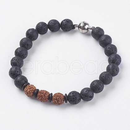 Natural Lava Rock Beads Stretch Bracelets BJEW-E326-12D-1