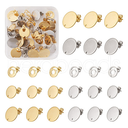 32Pcs 8 Styles 201 Stainless Steel Stud Earring Findings STAS-TA0001-93-1
