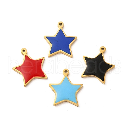 304 Stainless Steel Enamel Charms STAS-A078-09G-1