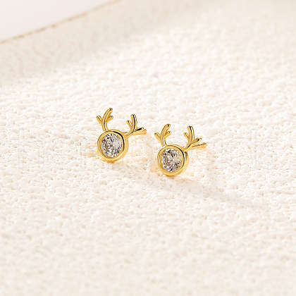 Antler 925 Sterling Silver Cubic Zirconia Stud Earrings Women's Vacation Gift UB8574-1
