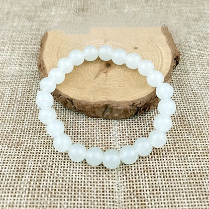 Glass Imitation Natural Agate Round Beaded Stretch Beaded Bracelets WG8D788-14-1