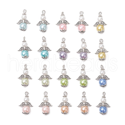 20Pcs Glass Pearl Pendants PALLOY-JF03651-1