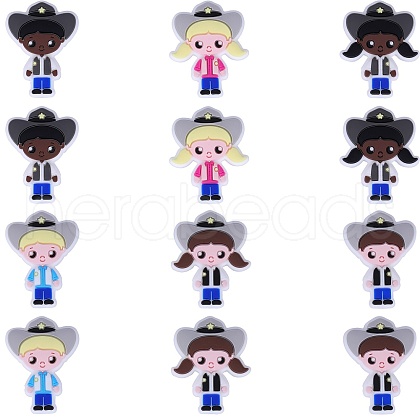 12Pcs 6 Style Food Grade Eco-Friendly Silicone Focal Beads SIL-SZ0001-20-1