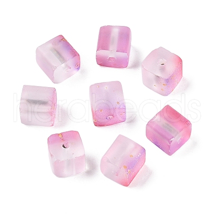 Frosted Glass Beads with Golden Glitter Powder X1-DGLA-NH001-8mm-01J-1
