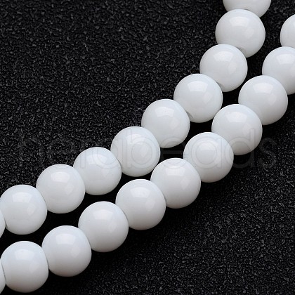 Opaque Color Glass Round Bead Strands X-GLAA-I026-4mm-02-1