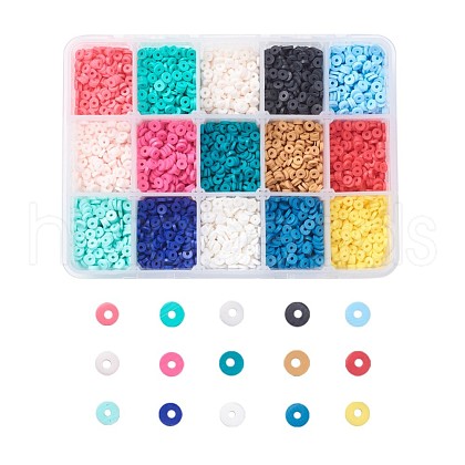 15 Colors Handmade Polymer Clay Beads CLAY-JP0001-06A-1