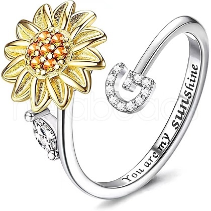 Adjustable Brass Rhinestone Rotating Cuff Rings FS-WG5B177-07-1