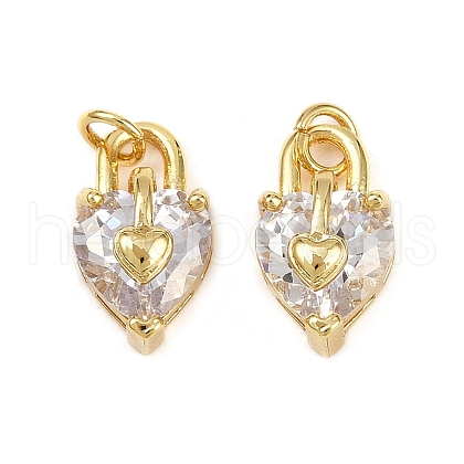 Brass Micro Pave Clear Cubic Zirconia Pendants KK-S526-64G-1