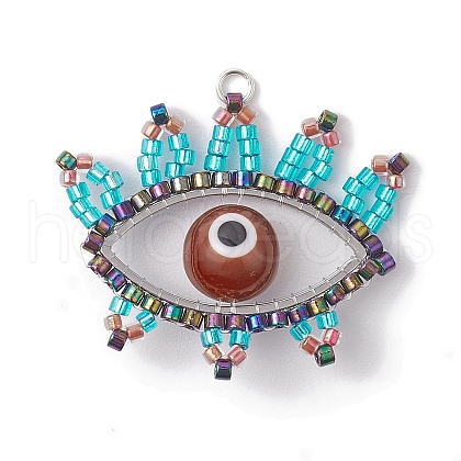 Seed Glass & Lampwork Pendant PALLOY-MZ00242-01-1