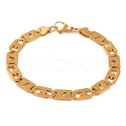 PVD Vacuum Plating 201 Stainless Steel Mariner Link Chain Bracelets BJEW-B078-77GP-1
