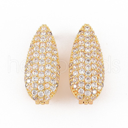 Brass Micro Pave Clear Cubic Zirconia Twister Clasps KK-S354-320-NF-1