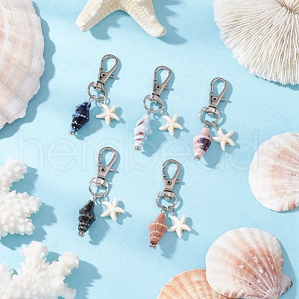 Conch Handmade Porcelain Pendant Decorations HJEW-JM03284-1