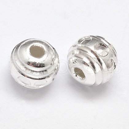 Fancy Cut 925 Sterling Silver Round Beads STER-F012-10-1