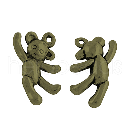 Tibetan Style Alloy Bear Pendants TIBEP-3009-AB-FF-1