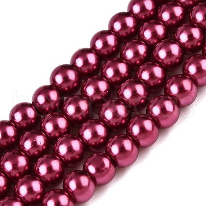 Baking Painted Pearlized Glass Pearl Round Bead Strands HY-Q003-6mm-14-1