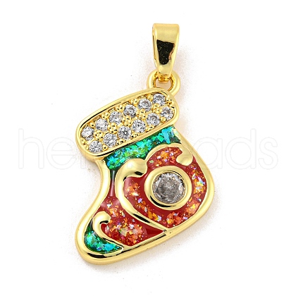 Christmas Brass Micro Pave Cubic Zirconia Pendant KK-H468-02D-03G-1