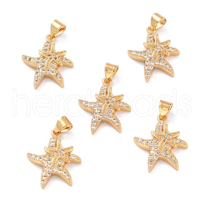 Brass Micro Pave Clear Cubic Zirconia Pendants ZIRC-L100-068G-1
