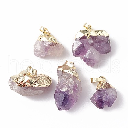 Rough Raw Natural Amethyst Pendants G-E590-05LG-1