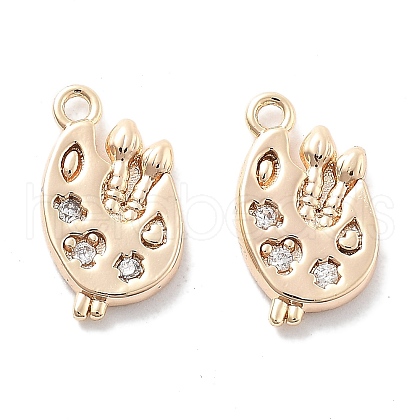 Brass Micro Pave Clear Cubic Zirconia Charms KK-M102-48G-1