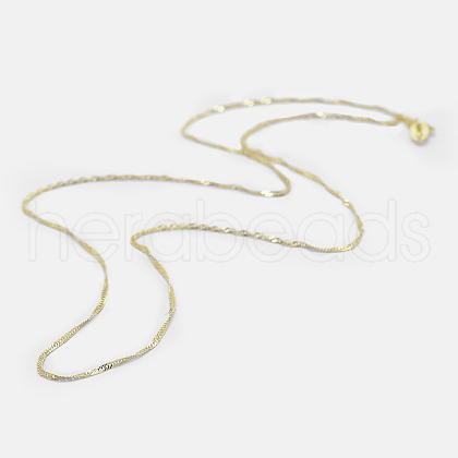 925 Sterling Silver Singapore Chain Necklaces STER-F039-45cm-06G-1