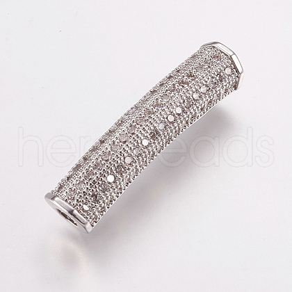 Brass Micro Pave Cubic Zirconia Tube Beads ZIRC-E143-22P-1