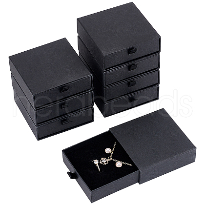 Kraft Paper Necklace Earring Storage Gift Drawer Boxes CON-WH0095-87A-1