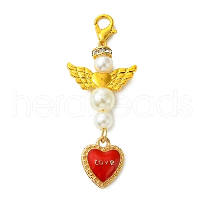 Angel ABS Plastic Imitation Pearl Pendant Decorations HJEW-JM02859-02-1