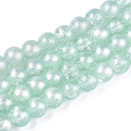 Translucent Crackle Glass Beads Strands CCG-T003-01G-1