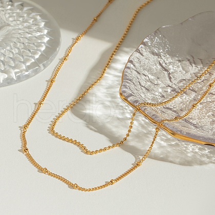 304 Stainless Steel Double Layer Necklaces for Women NJEW-D304-01G-1