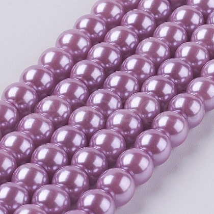 Eco-Friendly Dyed Glass Pearl Round Beads Strands HY-A002-6mm-RB056-1