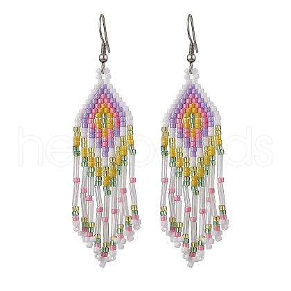 Boho 304 Stainless Steel with Glass Dangle Stud Earring EJEW-MZ00175-01-1