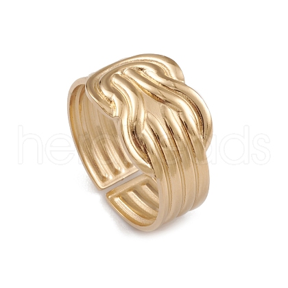 Ion Plating(IP) 304 Stainless Steel Knot Open Cuff Rings for Women RJEW-G285-16G-1