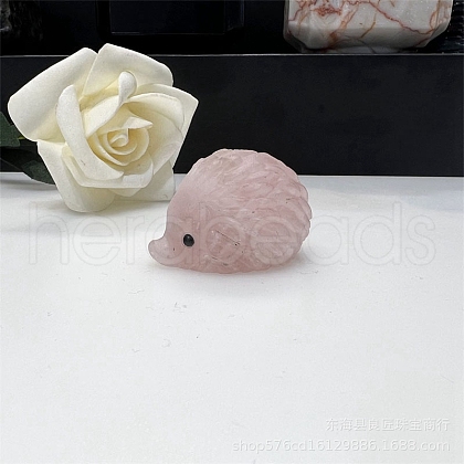 Natural Rose Quartz Carved Healing Hedgehog Figurines PW-WG32934-03-1