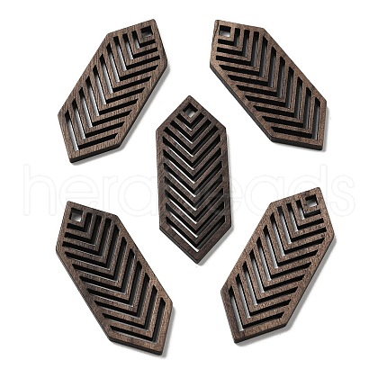 Walnut Wood Hollow Pendants WOOD-G018-05-1-1