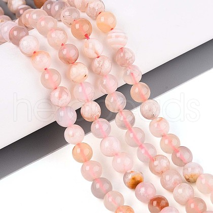Natural Cherry Blossom Agate Beads Strands G-K310-C07-8mm-1