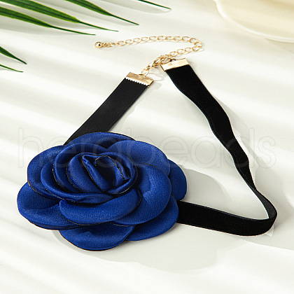 3D Flower Polyester Fiber Black Velvet Cord Choker Necklaces FS-WG3FF9D-03-1