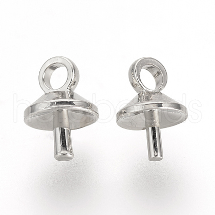 Brass Cup Pearl Peg Bails Pin Pendants KK-R071-10P-1