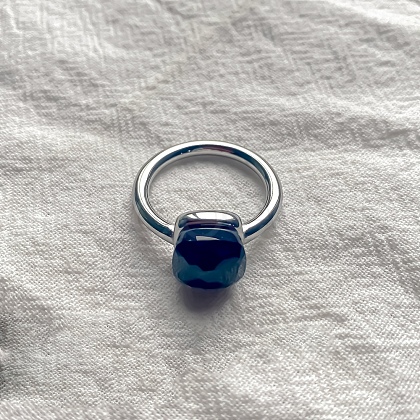 Square 304 Stainless Steel with Glass Finger Rings FS-WG8AAFA-24-1